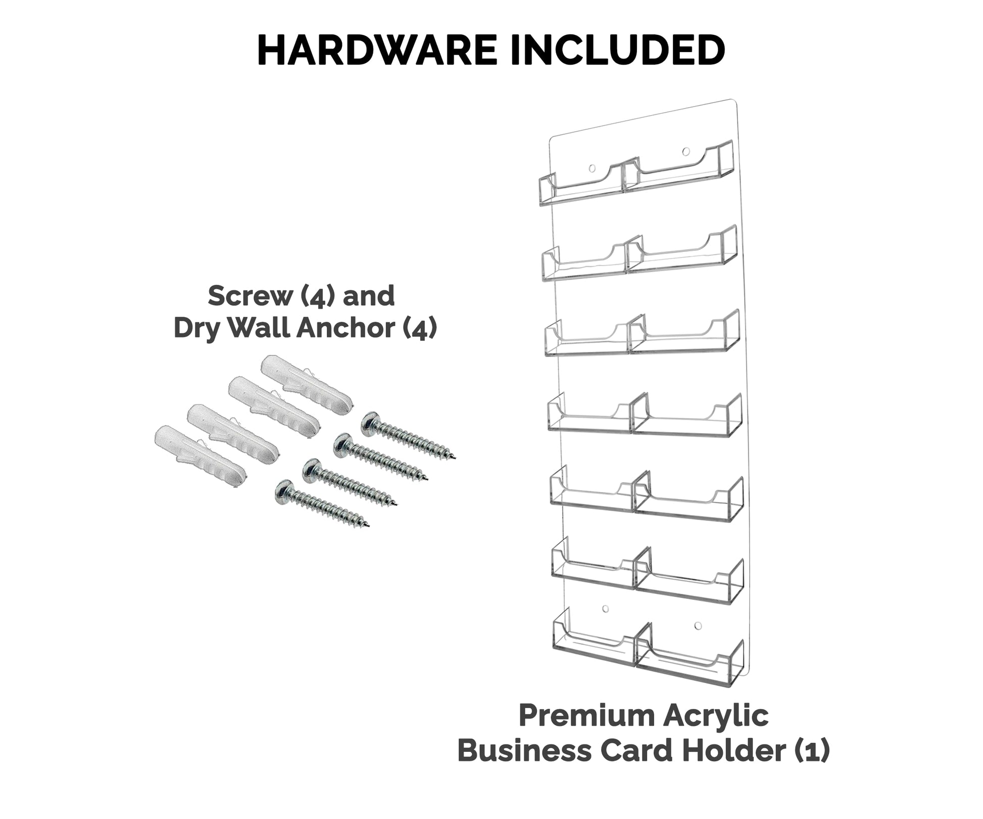Marketing Holders Wall Business Card Holder with Hanging Hardware for 3.5" x 2" Contact and