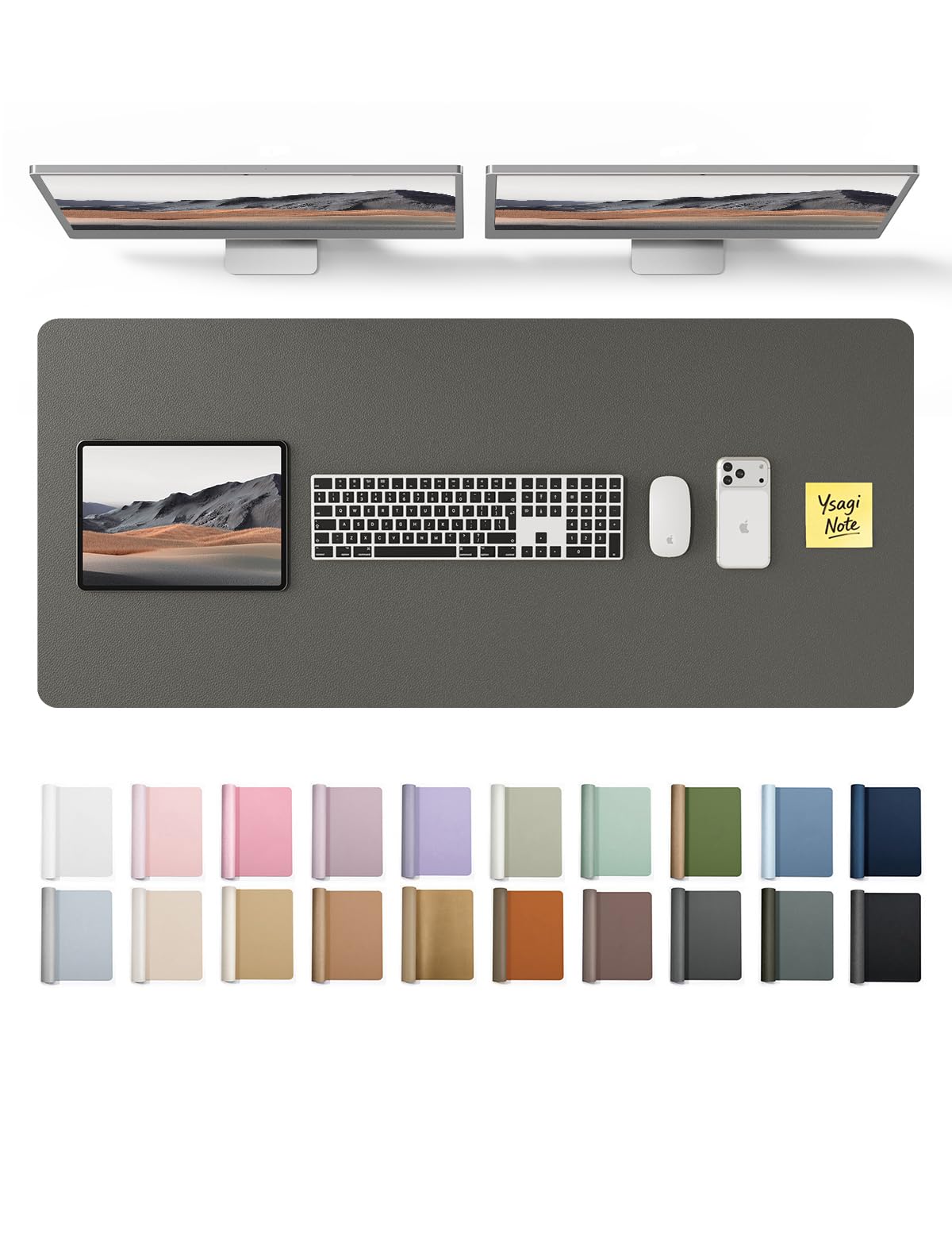 YSAGi Leather Desk Pad Protector, Office Desk Mat, Large Mouse Pad, Non-Slip PU Leather Desk