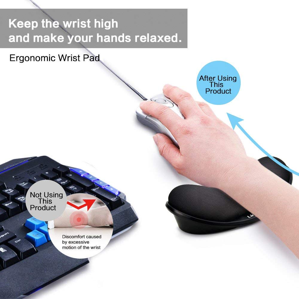 LINGSFIRE Memory Foam Mouse Wrist Rest Keyboard Wrist Rest Pad Anti-Skid Mousepad Support Wrist