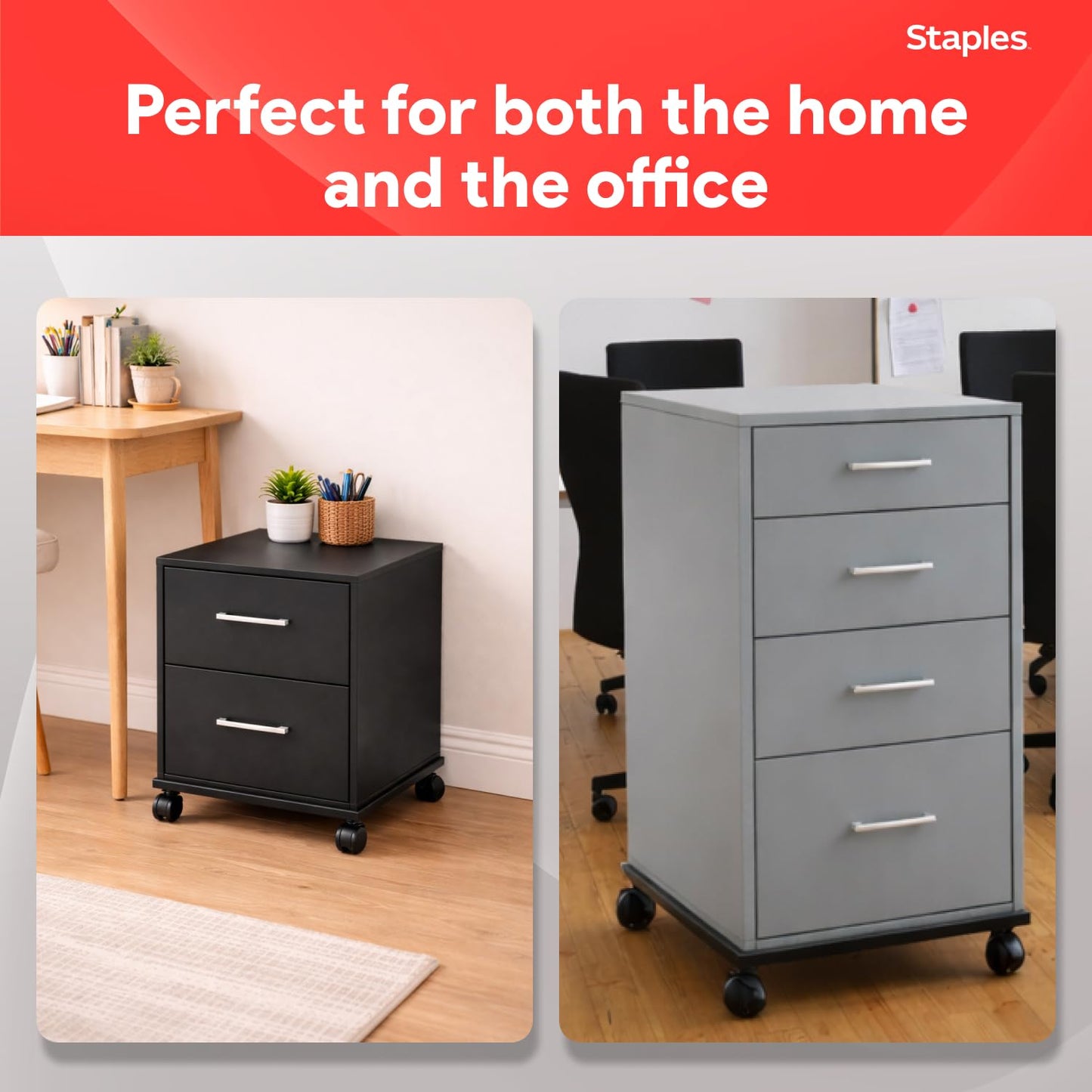 Staples Adjustable File Caddy, Letter/Legal Files, Black, Heavy Duty