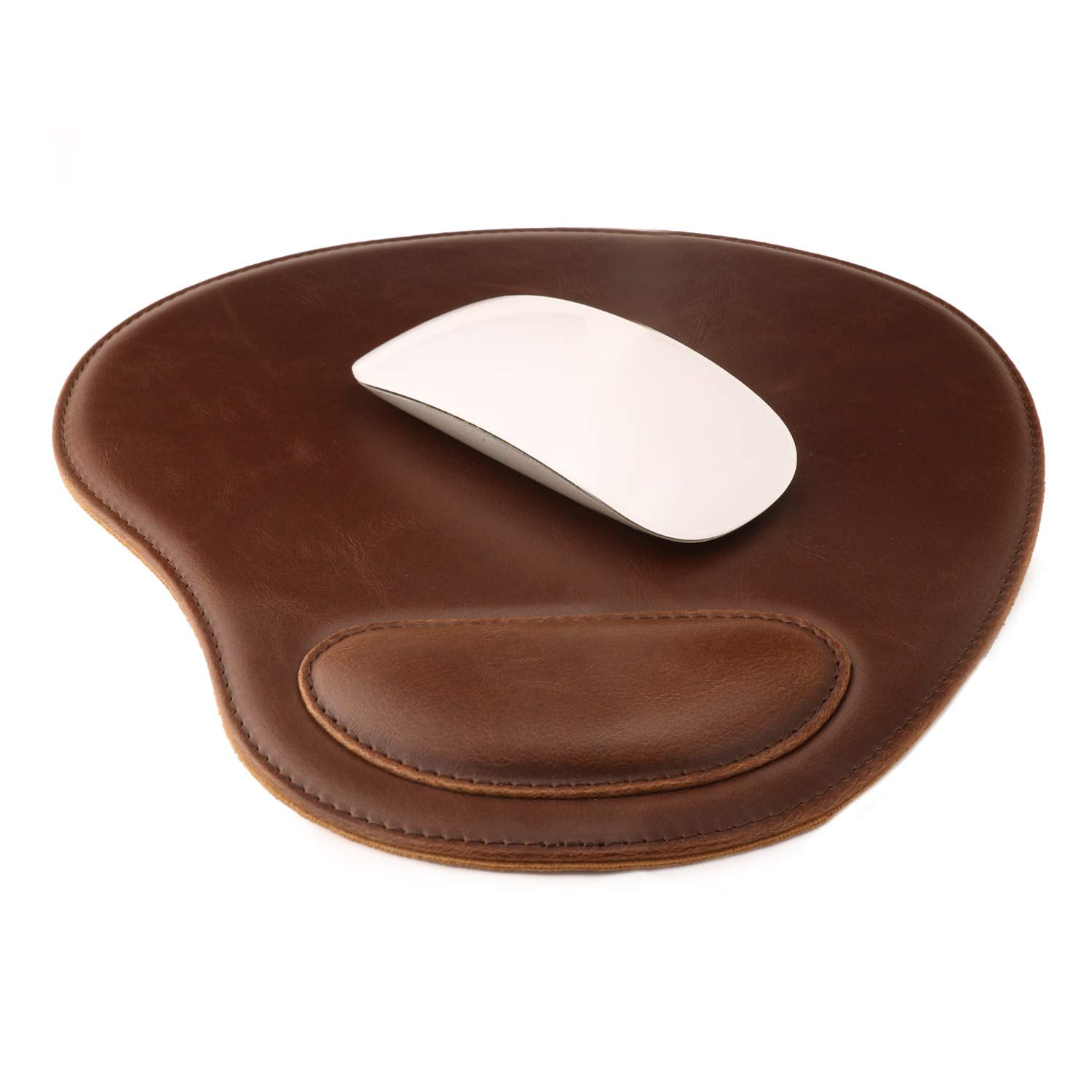 Londo PU Leather Oval Shape Non-Slip Mousepad with Wrist Rest Support, Waterproof Surface, Comfort