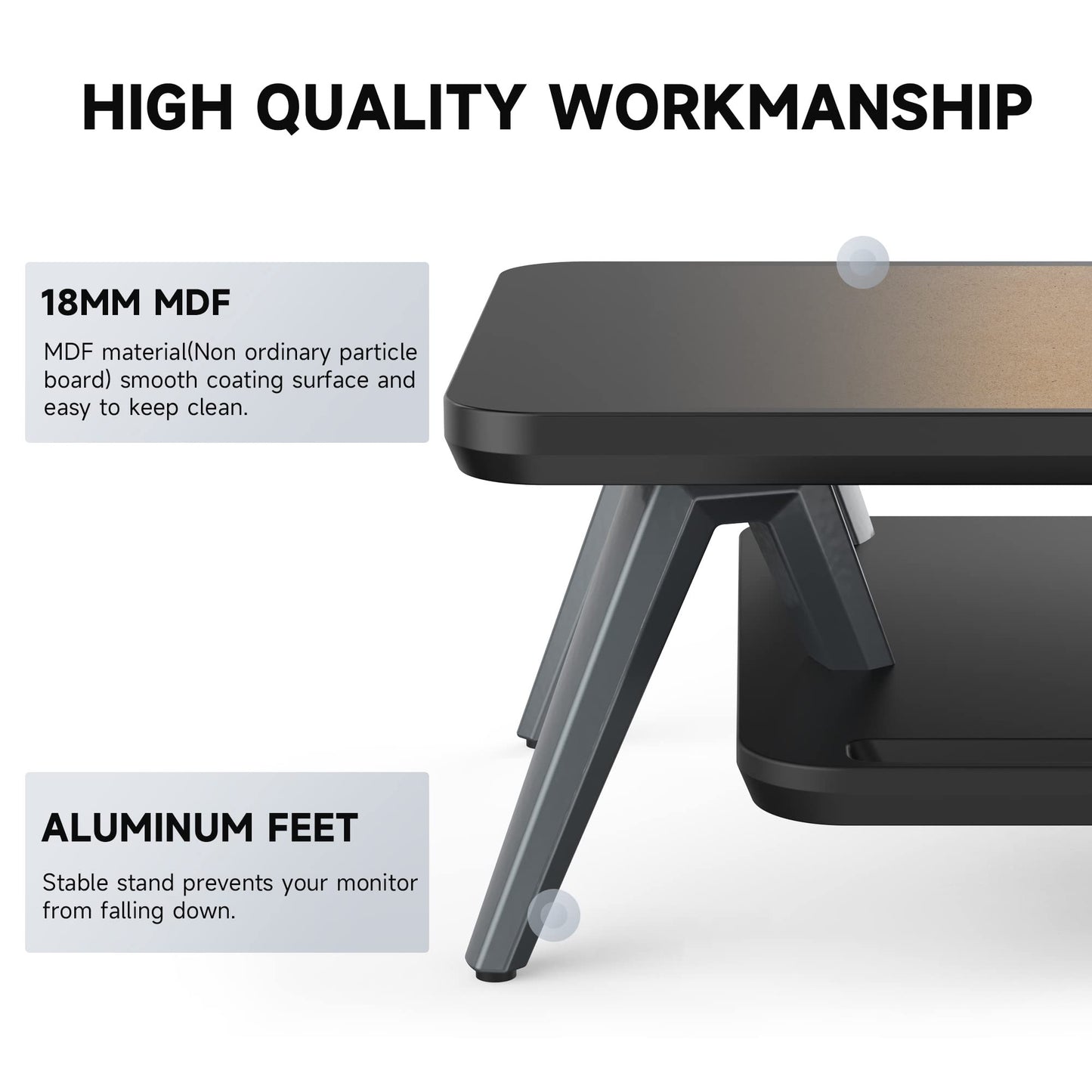 Fenge Monitor Stand Riser, Wooden Desk Shelf with 2-Tier Storage