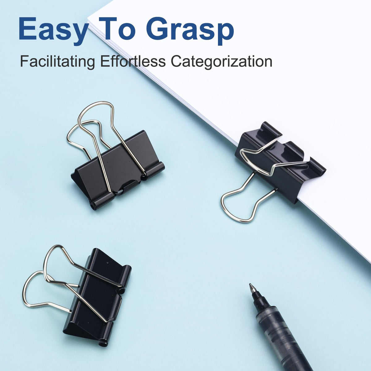 150 Pack Small Binder Clips 0.75 Inch with Container,Black Paper Clamps