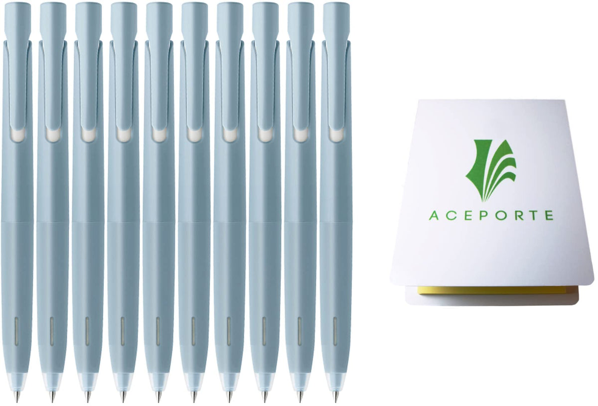 ACEPORTE Zebra Blen Retractable Ballpoint Pen, Fine Point 0.5mm, 10 Pack (Black Ink/Light Blue