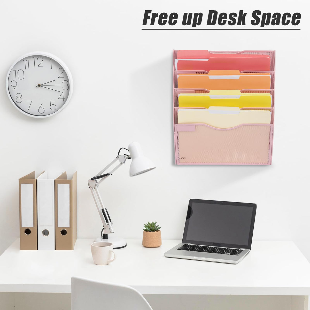 EASEPRES 5 Pocket Mesh Hanging Wall File Organizer, Wall Mounted Mail Paper Document Folder Holder