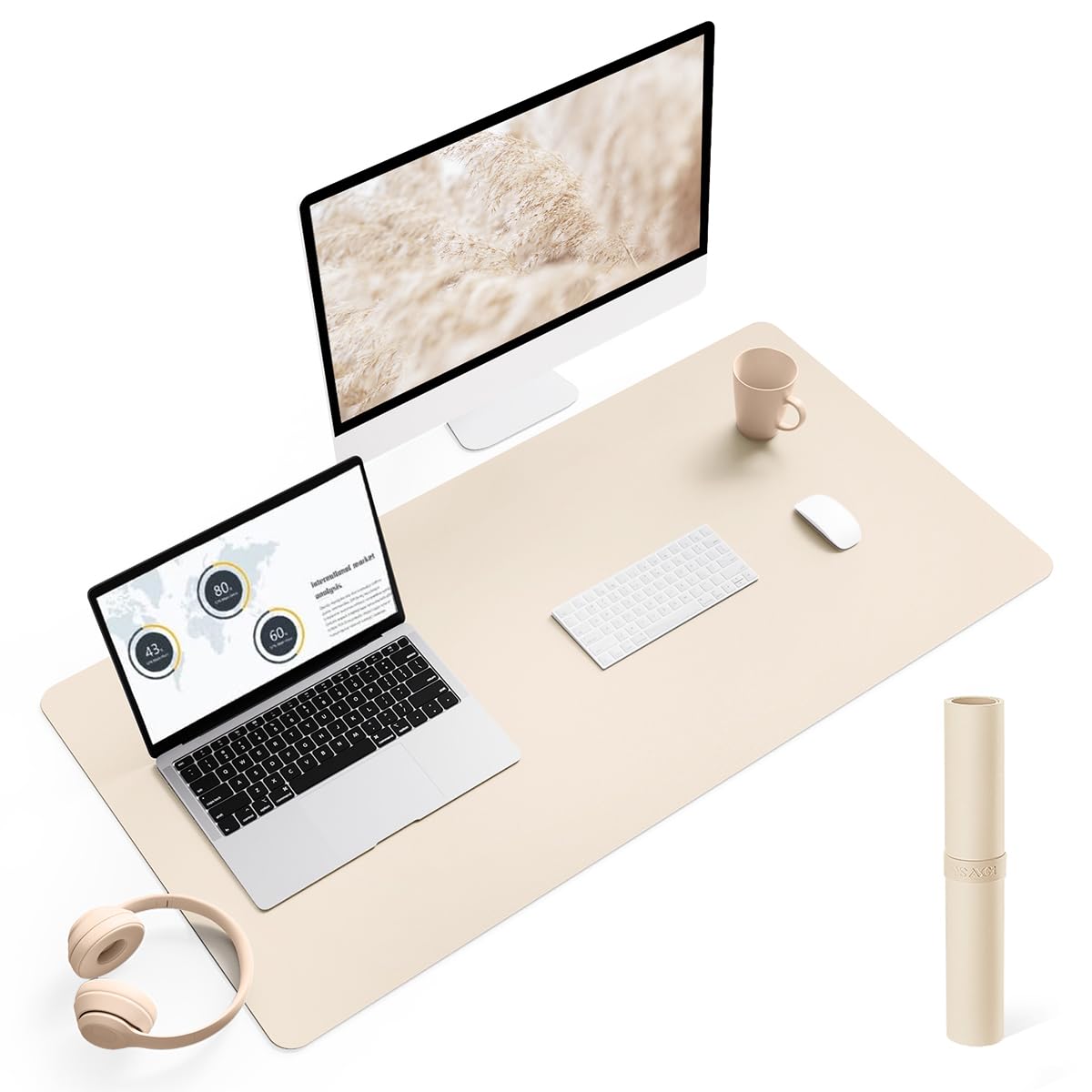 YSAGi Non-Slip Leather Desk Pad, Desk Matt for Desktop, Waterproof Laptop Computer Keyboard Mat