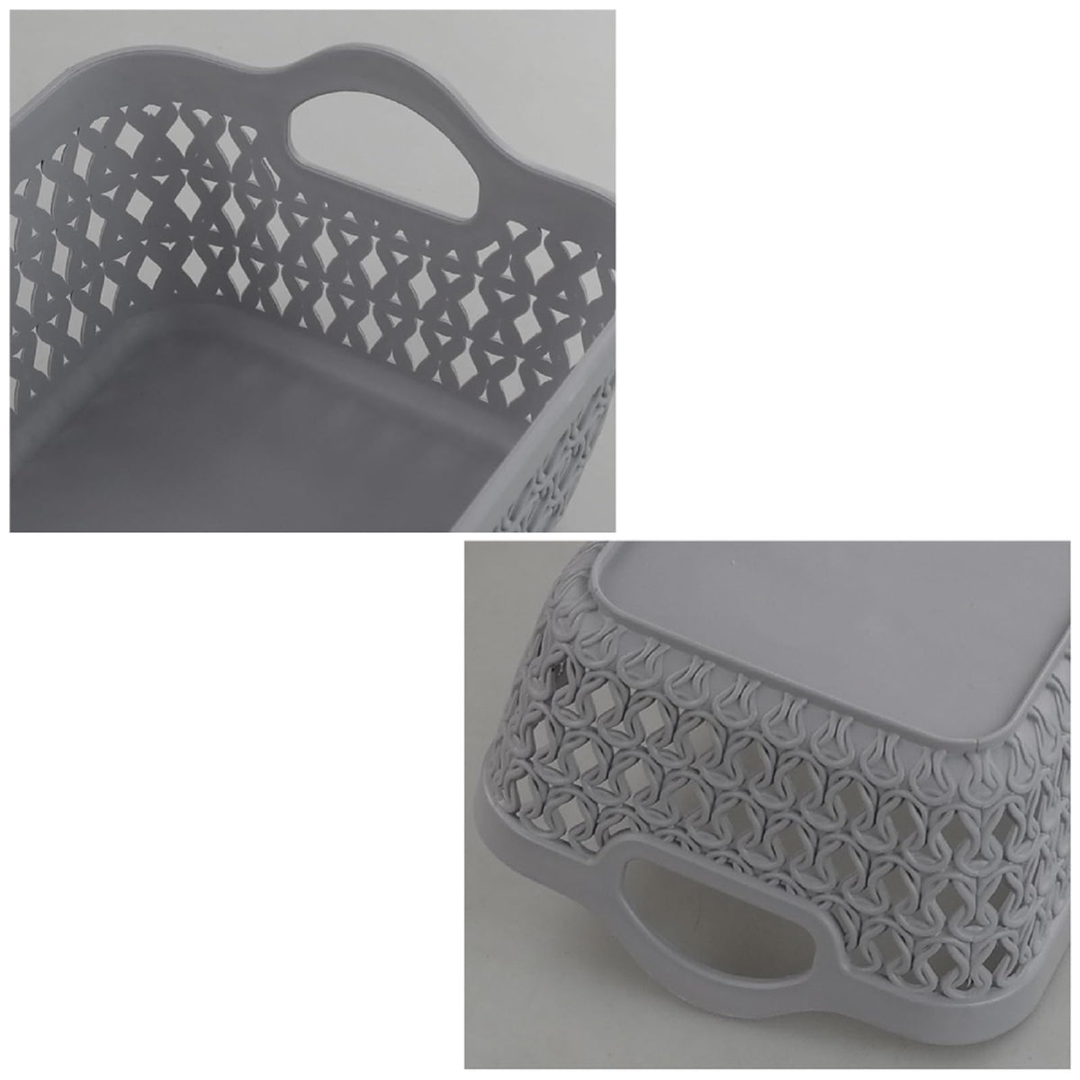 Kekow Gray Mini Plastic Storage Tray Basket with Handle, 12-Pack