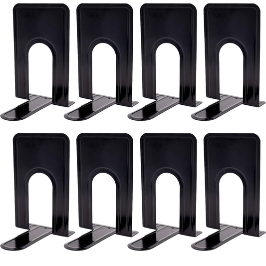 KINJOEK 4 Pairs/8 PCS Heavy Duty Bookends, 8.3x6.5x5.1 Inch Anti Slip Metal Book Ends for Books