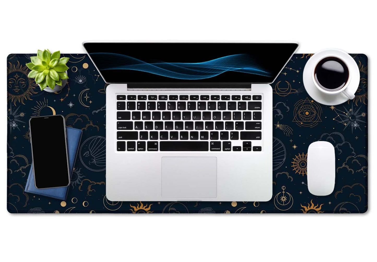 SSOIU Celestial Stars and Magic Eyes XXL Extended Desk Mat, Full Desk Office Home Large Mouse and