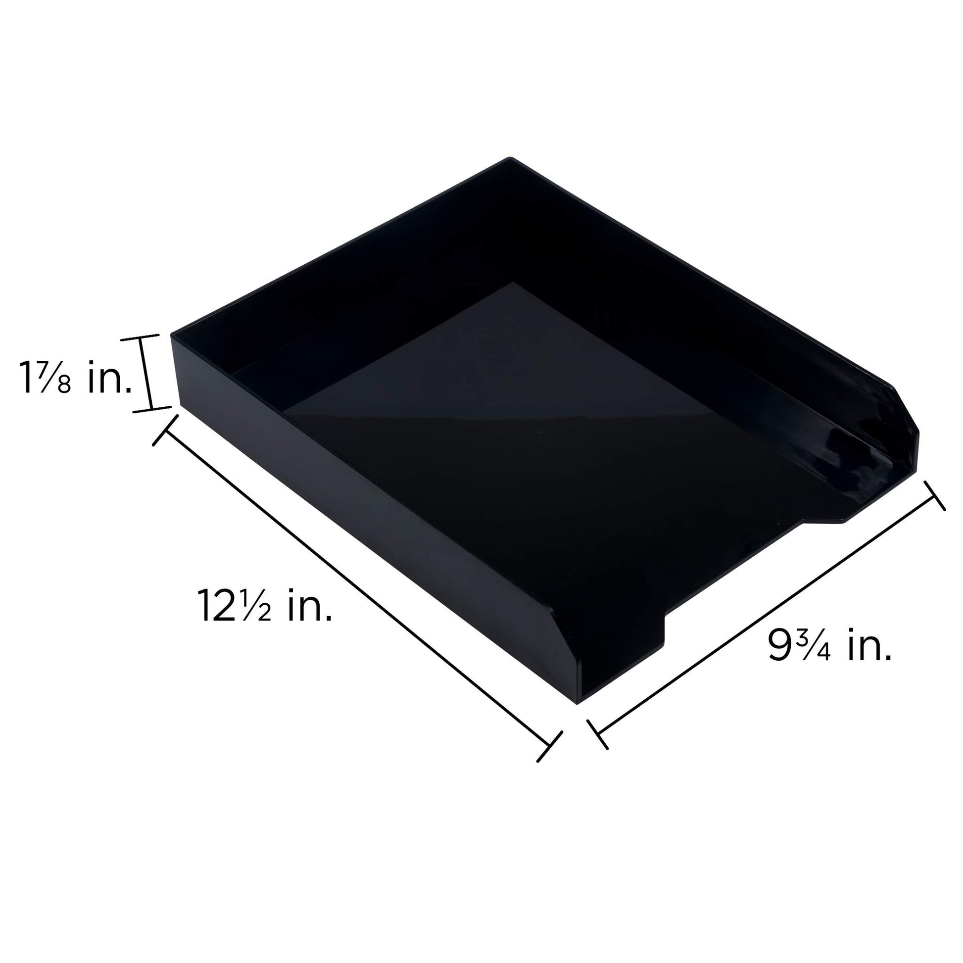 JAM PAPER Stackable Paper Trays - Black - Desktop Document, Letter, & File Organizer Tray - 2/Pack