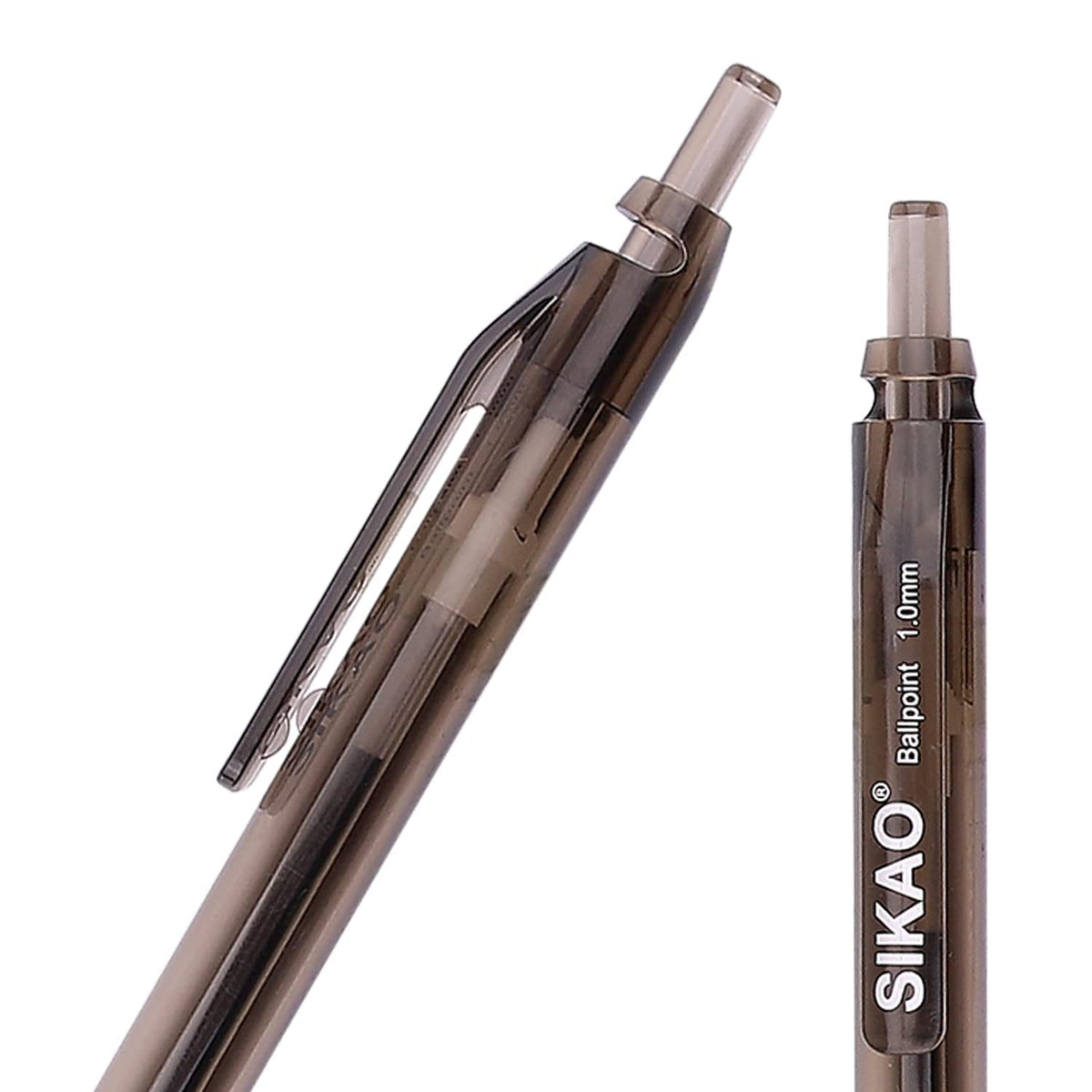 Sikao Black Pens Bulk 60 Pack –Smooth Writing 1.0mm Click Black Ballpoint Pens with Translucent