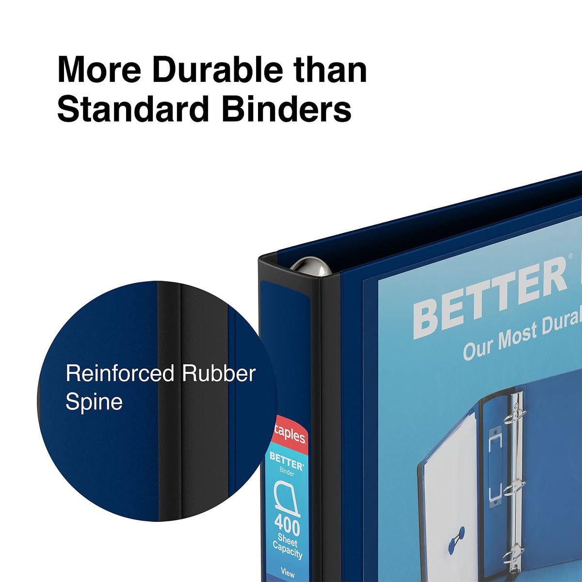 Staples Better Binder, 1.5 Inch D-Ring, Navy Blue, 400 Sheets, 3-Pk