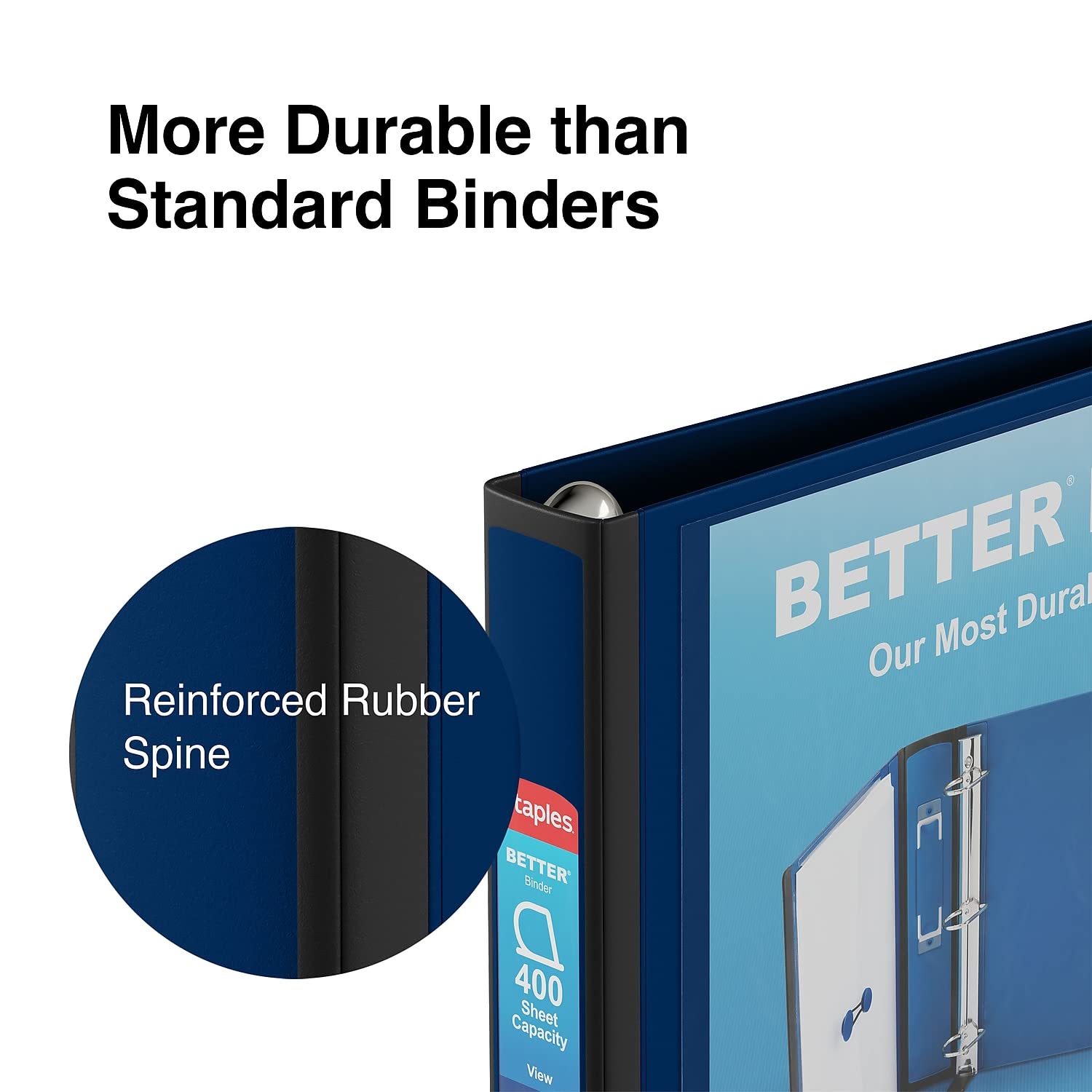 Staples Better Binder, 1.5 Inch D-Ring, Navy Blue, 400 Sheets, 3-Pk
