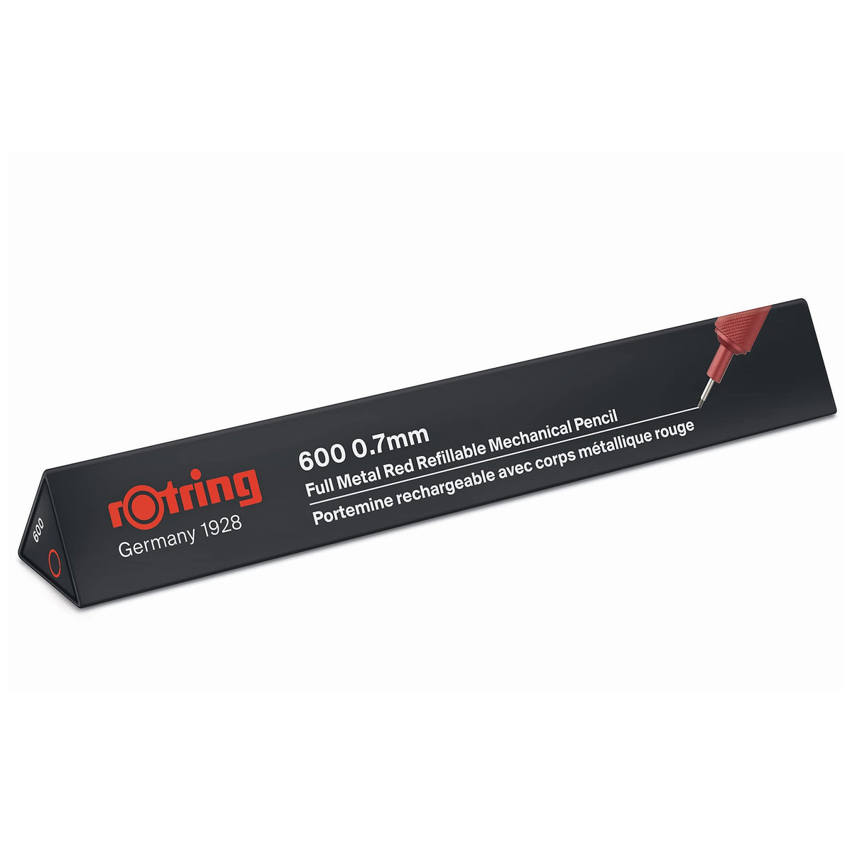 rOtring 600 Mechanical Pencil | HB 0.7 mm | Red All-Metal Body | Hexagonal Barrel