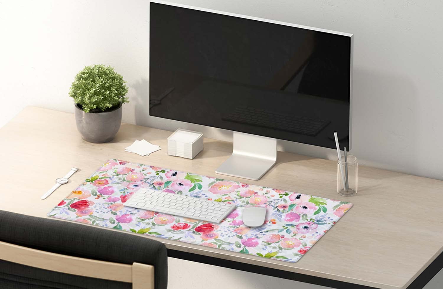 SSOIU Extended Gaming Mouse Pad (35.5x15.7 in), Large Stable Rubber Base Mousepad with Stitched