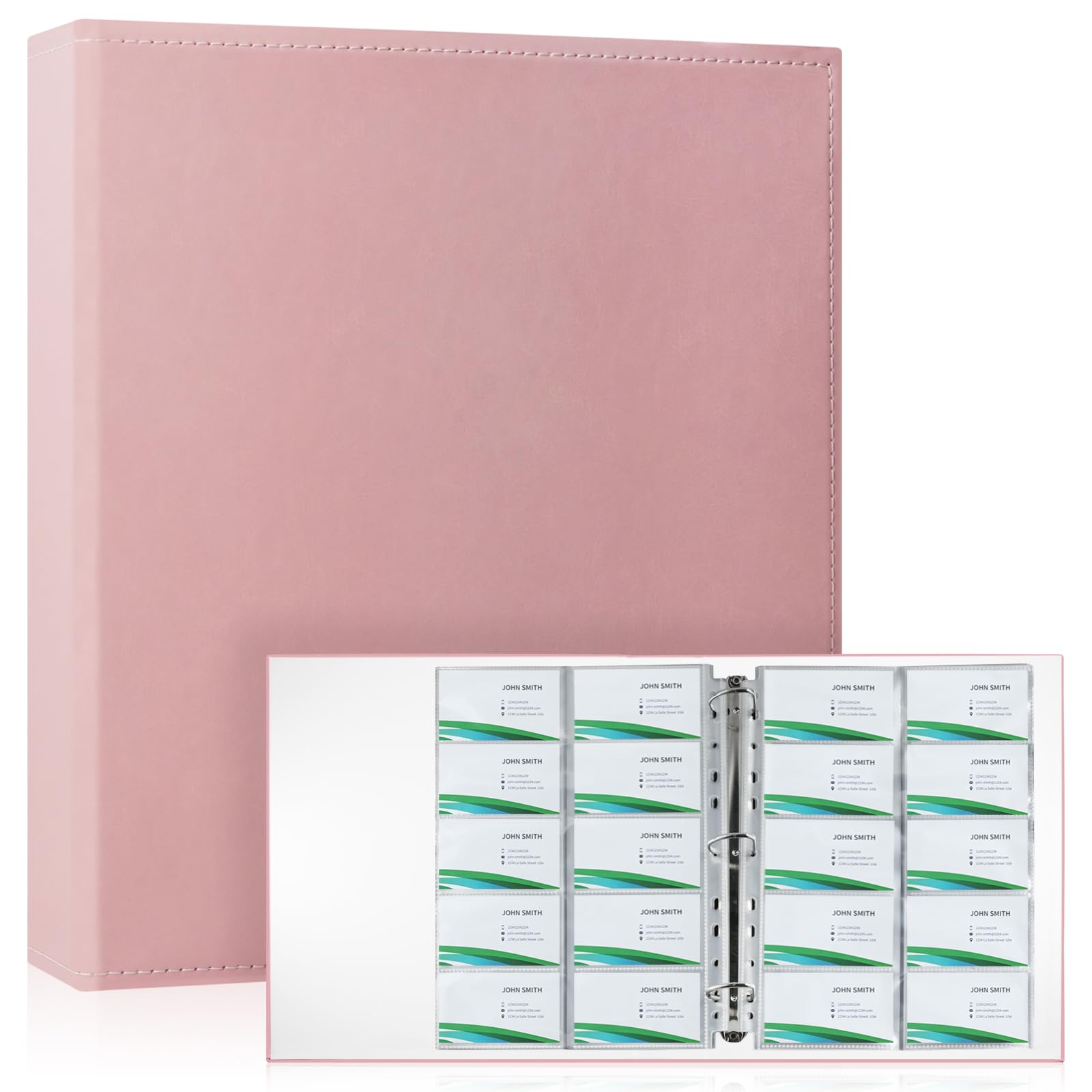 BYSTER A4 Business Card Organizer, PU Leather Card Binder with 30 Pack Sleeves (600 Pockets)