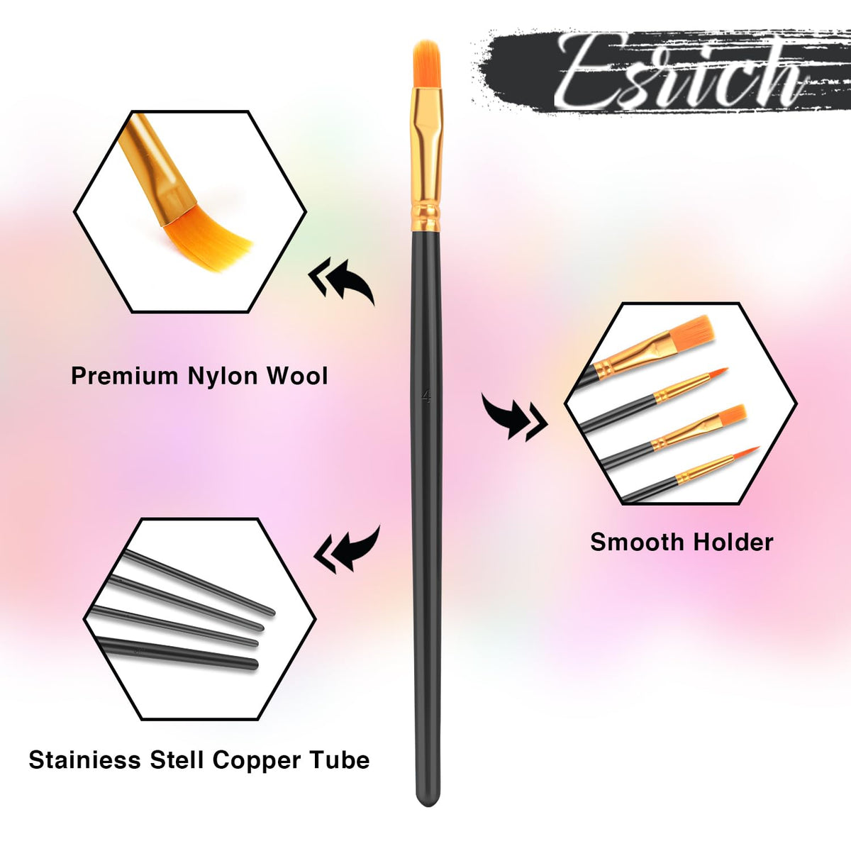 ESRICH 200PCS Paint Brushes, Paint Brush for Acrylic Painting