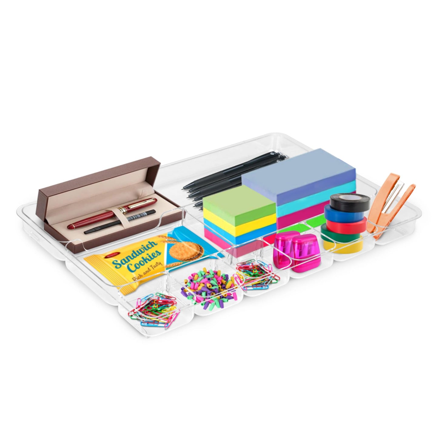 Manaloom Desk Drawer Organizer Tray with 9 Storage Compartments - For Home and Office - Drawer