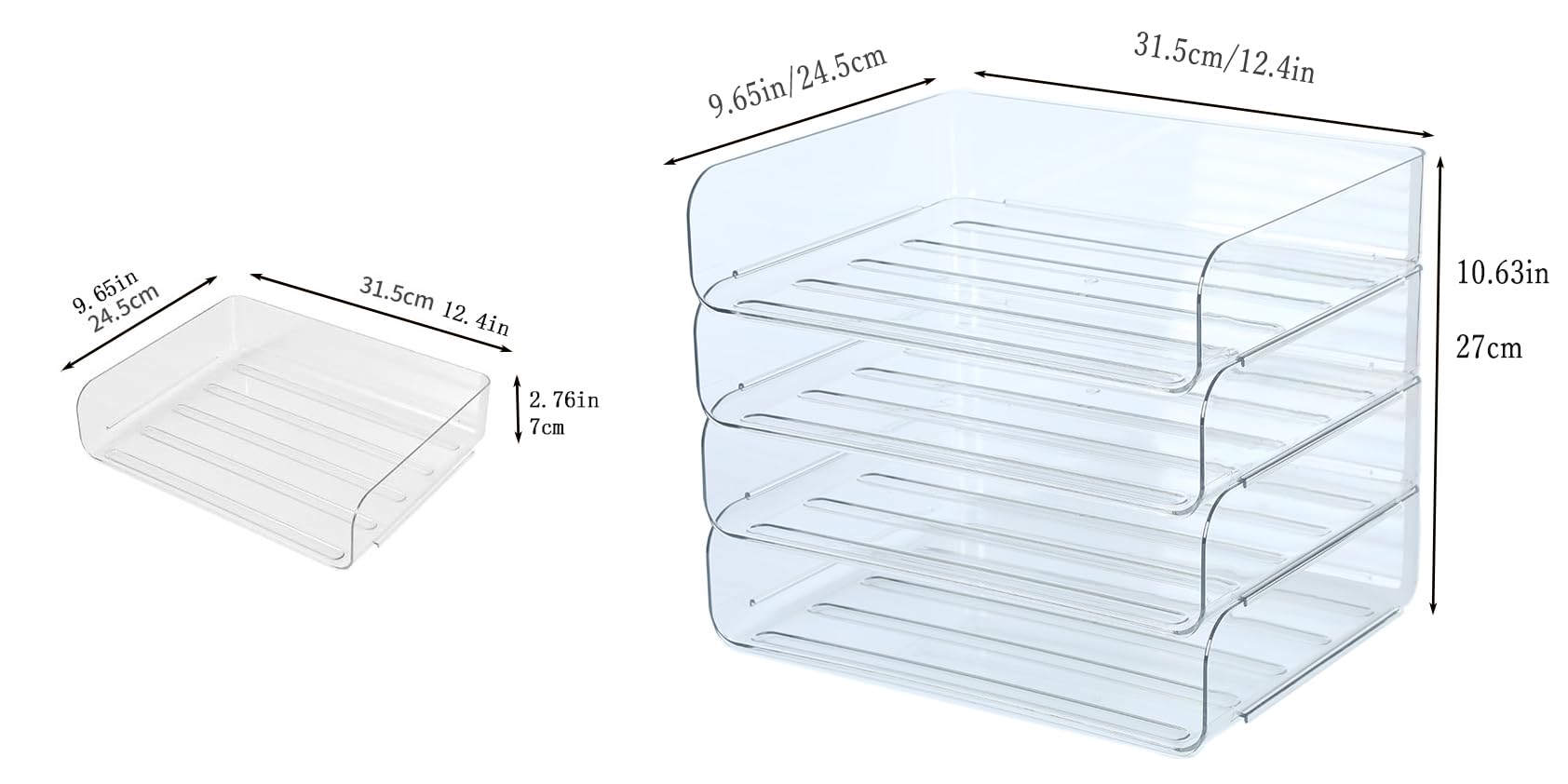 4 Tier Stackable A4 Paper Trays, Office Desk File Holder, Tidy File Document Letter Book Paper