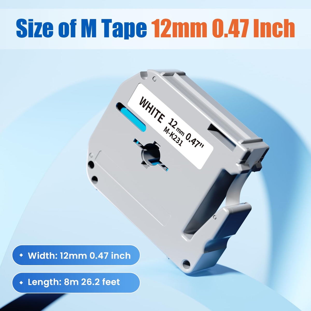Replace for Brother M Tape 12mm 0.47 Color P Touch PTM95 Label Tape