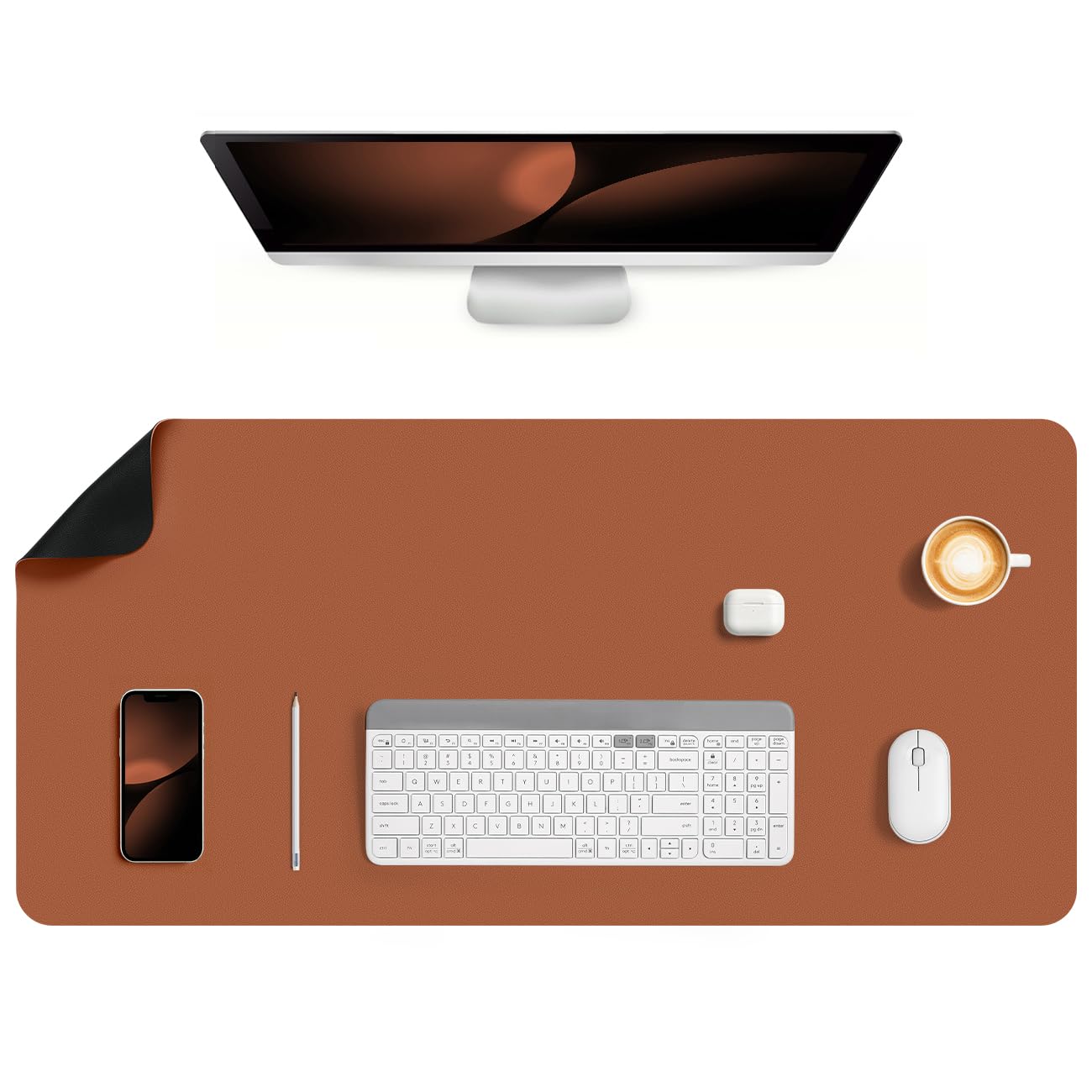 Jumdast Dual Sided Desk Pad Faux Leather Desk Mat Large Mouse Pad