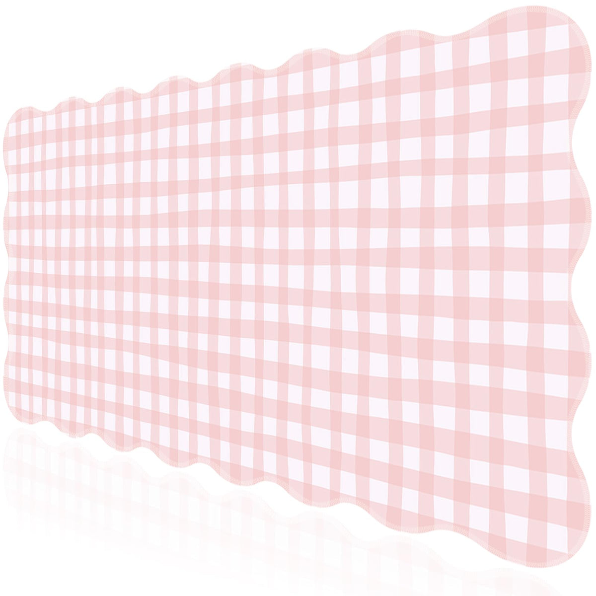 L-SPOUTTO Pink Checkered Mouse Pad,Cottagecore Scalloped Desk Mat XXL Large Cute Pastel Gaming
