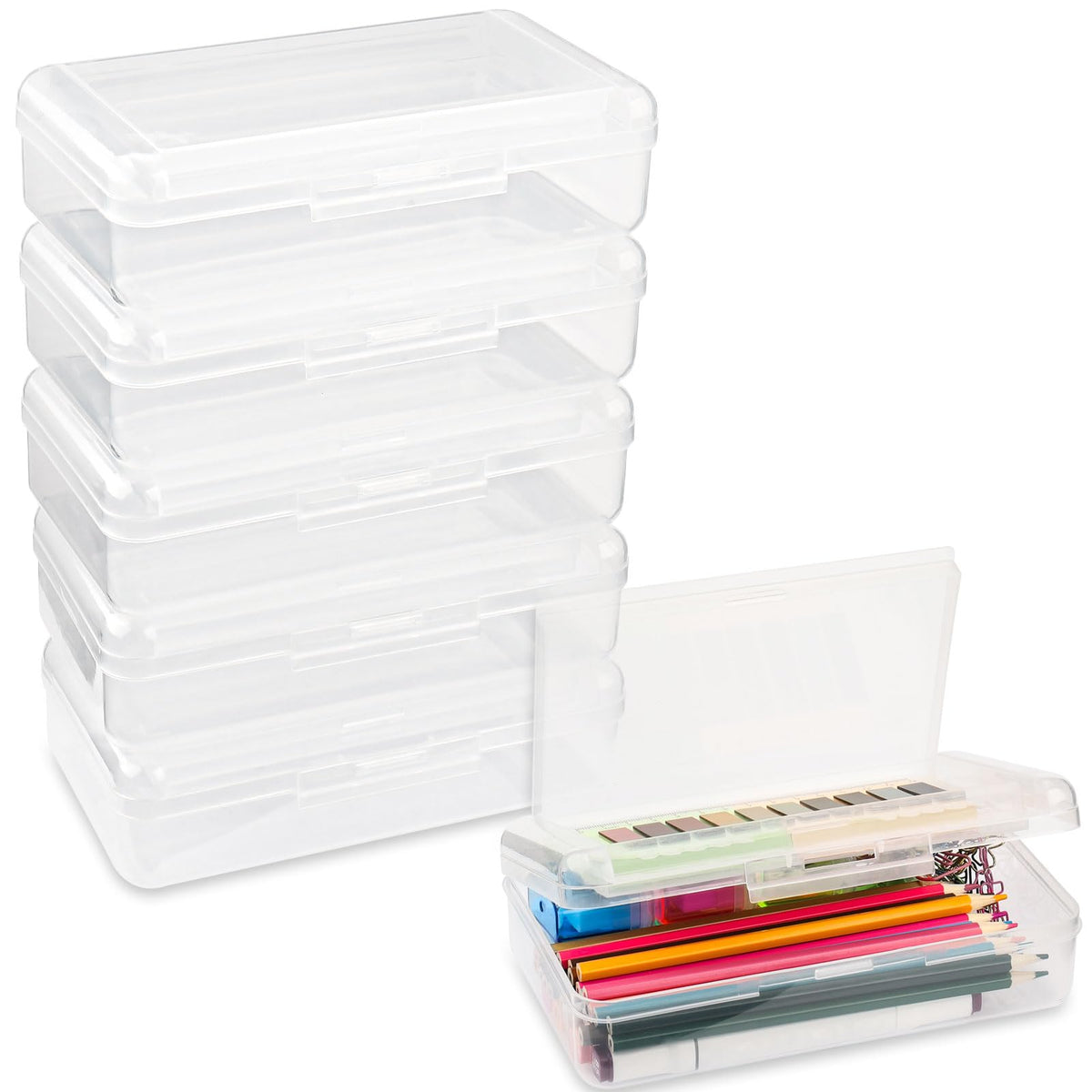 Meiikun Pencil Box, Large Capacity Pencil Boxes 2 Compartments, Hard Pencil Case with Snap-tight