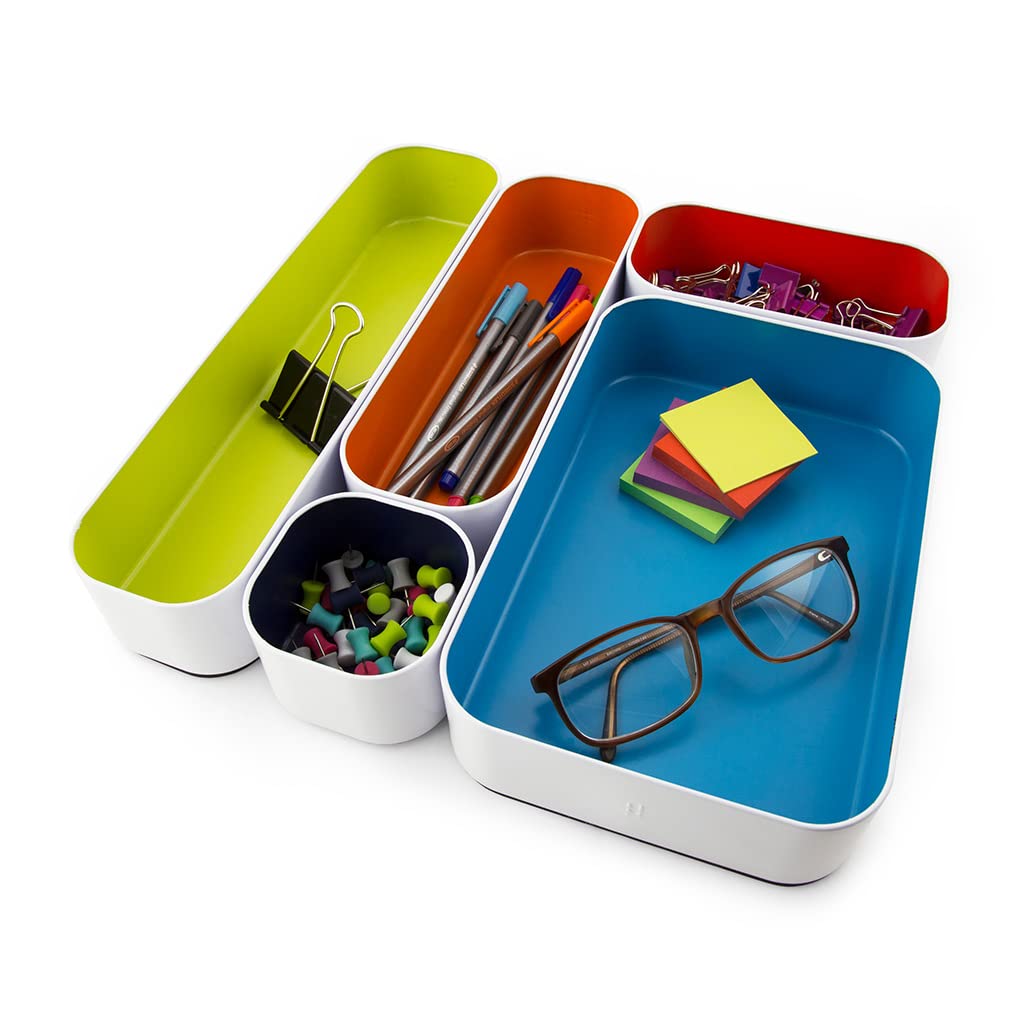 Three by Three Seattle Metal Drawer Organizer Tray Set, 10-Pc (Assorted)