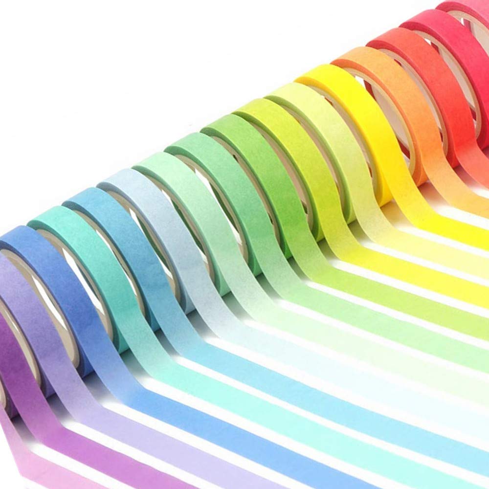 VIVIQUEN Washi Tape Set 40 Rolls Masking Tape Pack Colorful Decorative Thin Tapes Fit DIY