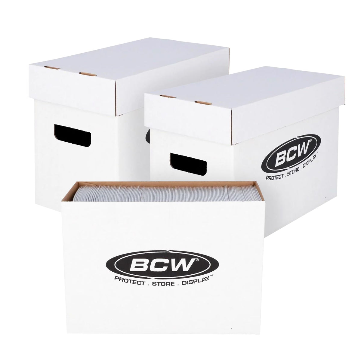BCW Short Comic Storage Boxes, Holds 150-175 Comics Each, White, 3 Pack