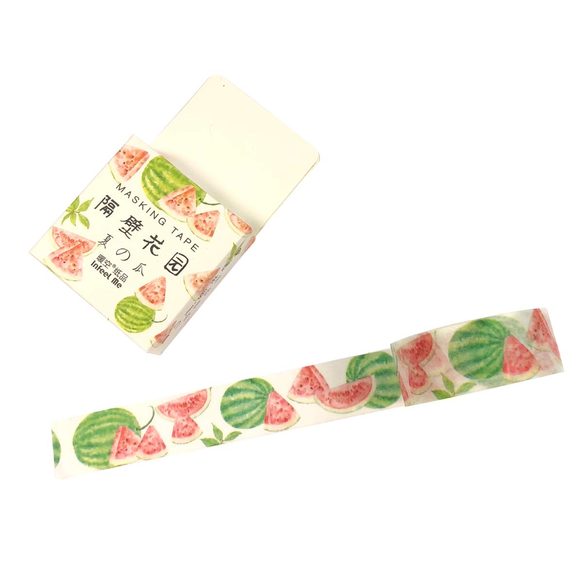 Wrapables Flowers and Greens Washi Masking Tape, 15mm x 7m Watermelon