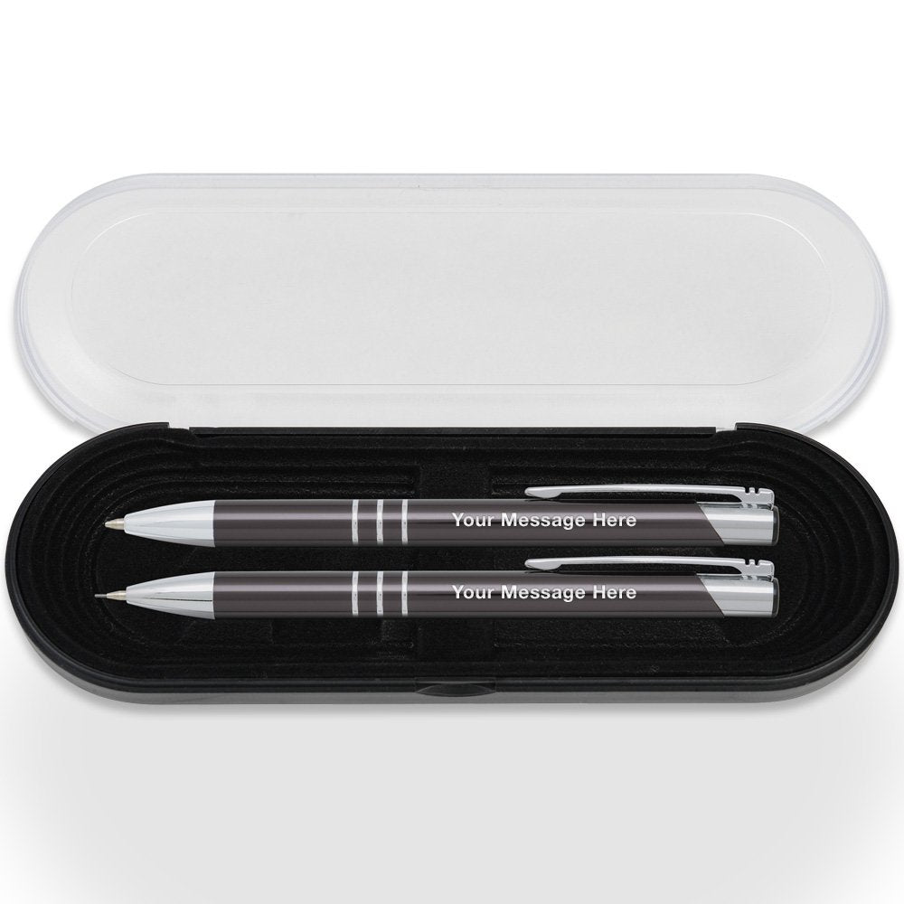 Imprints Online 2 Personalized Engraved Classic Metal Ballpoint Pen & Mechanical Pencil Gift Set.