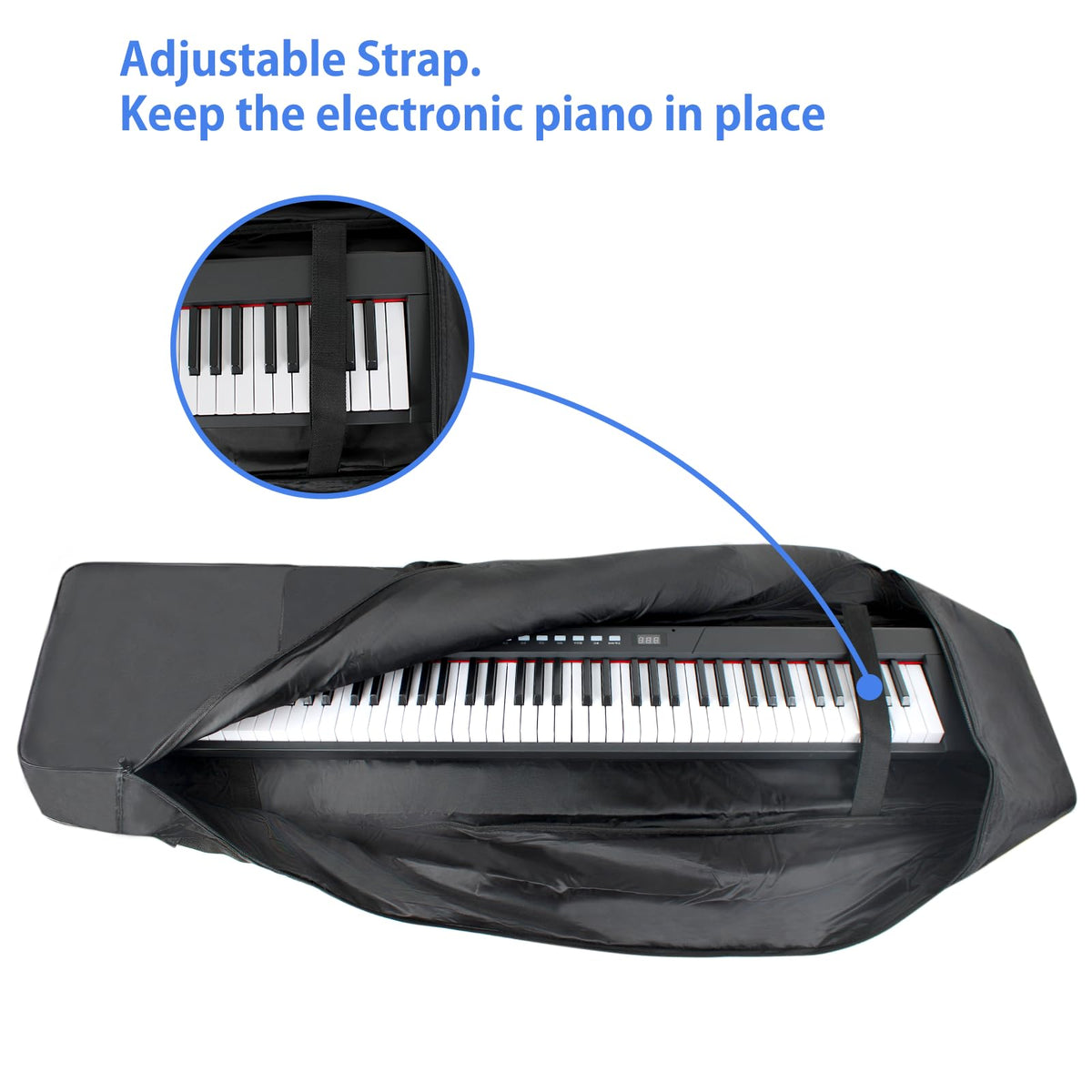 NKTM 88 Key Keyboard Case, 53.5"x12.6"x6.3" Electric Keyboard Bag Piano Gig Bag with Handles and