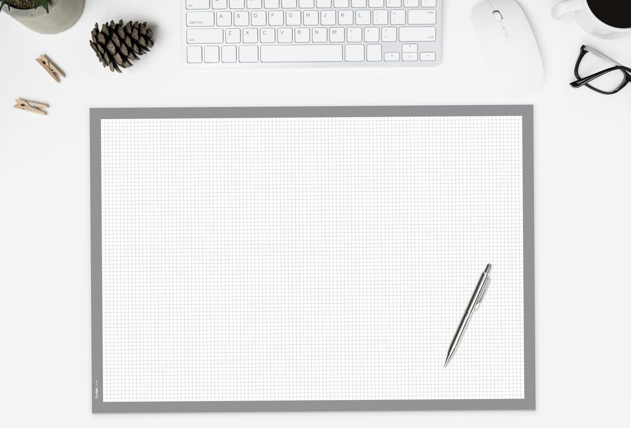 Sigel HO260 59.5 x 41 cm "Squared" Paper Desk Pad - Grey
