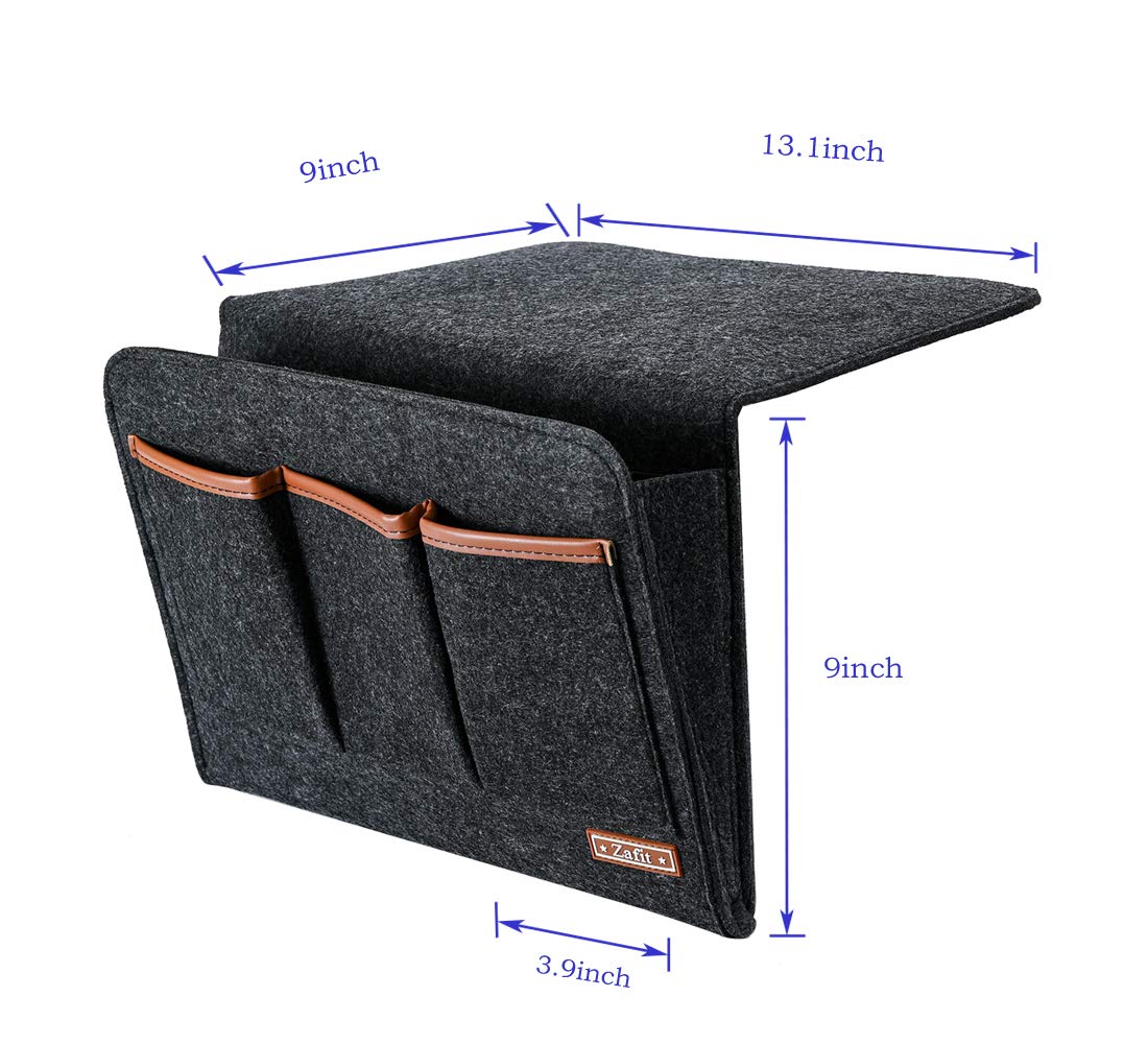 Zafit Bedside Caddy, Large Size Storage Organizer with 6 Pockets for Magazine, Remotes, Phone