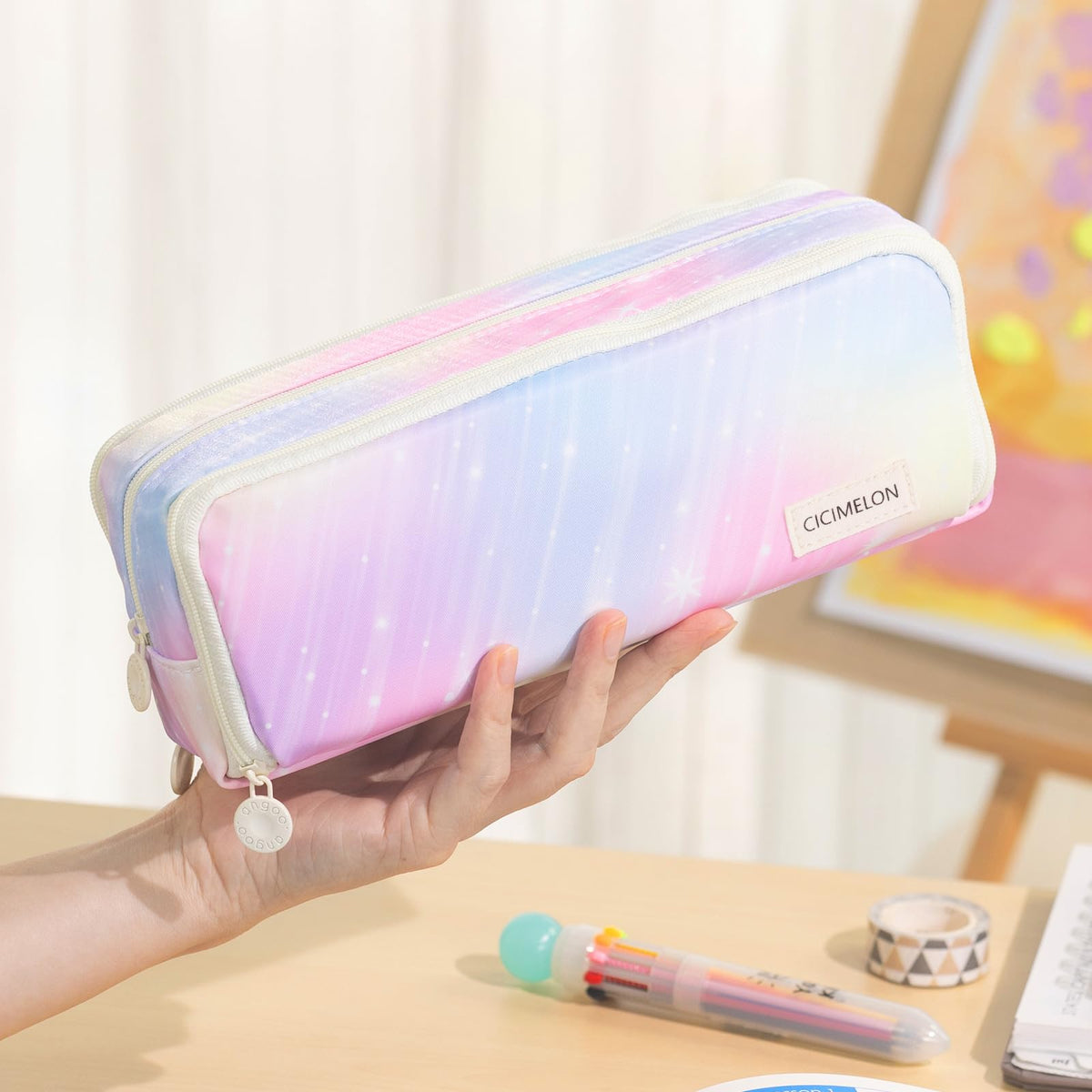 CICIMELON Large Capacity Pencil Case 3 Compartment Pouch Pen Bag for School Teen Girl Boy Men Women