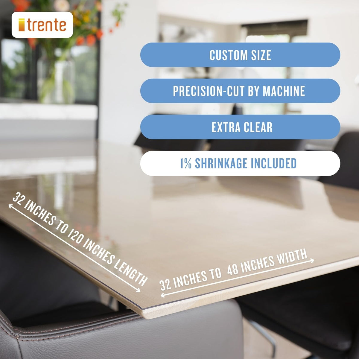 Clear Table Cover Protector, 35.4x60 inch, Premium Quality with 2 Mm Thickness, Stain Resistant
