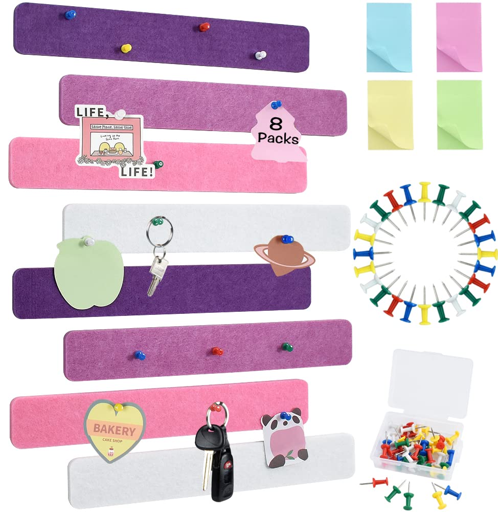 Vuzvuv 8Pcs Cork Bulletin Board Strips for Wall Office-Purple