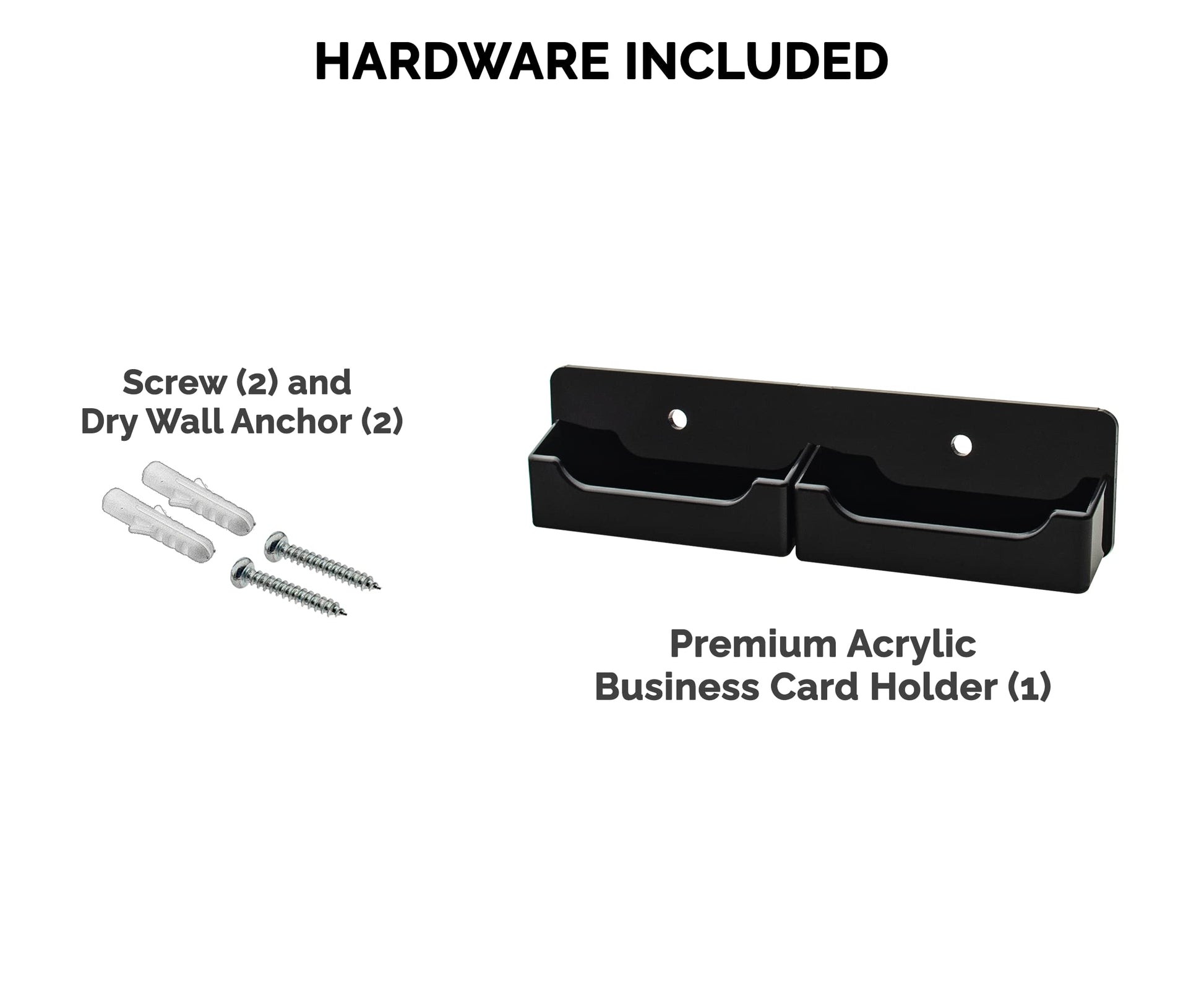 Wall Business Card Holder with Hanging Hardware for 3.5" x 2" Gift or Contact Cards Black Acrylic 2