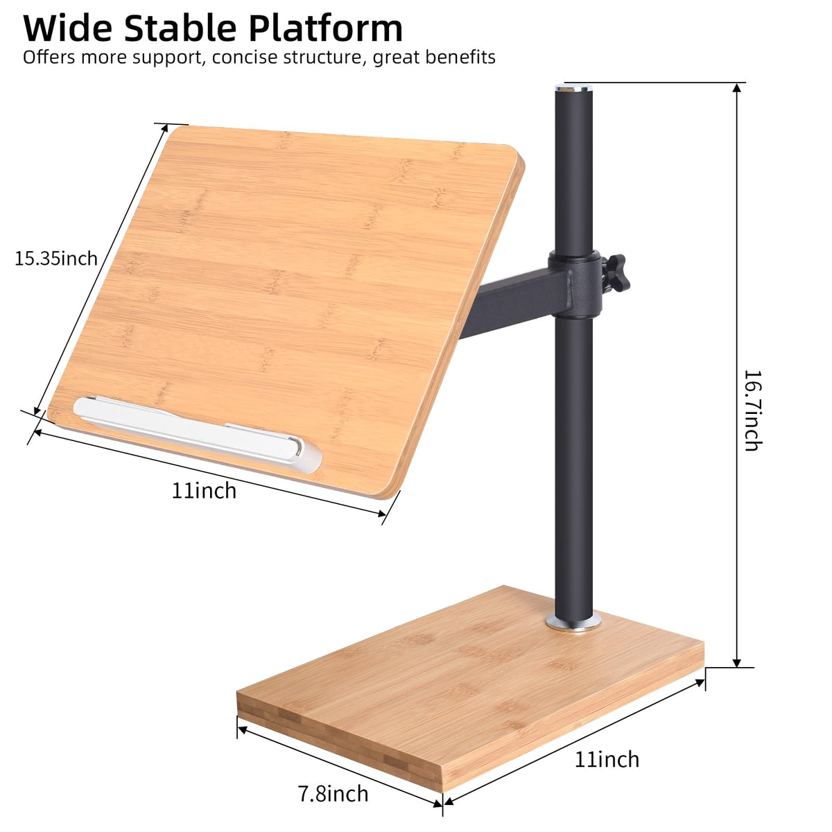 wishacc Adjustable Book Stand for Reading, Ergonomic Desktop Book Reading Stand with Height & Angle