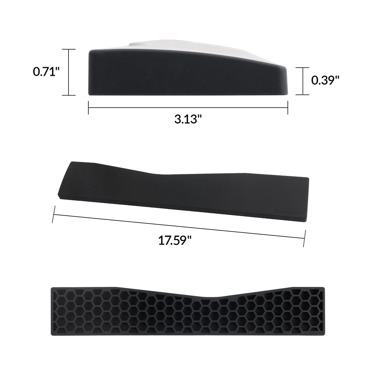 Keychron Black Silicone Wrist & Palm Rest, 17.56" for 100% Alice Layout Mechanical Keyboards (Q13