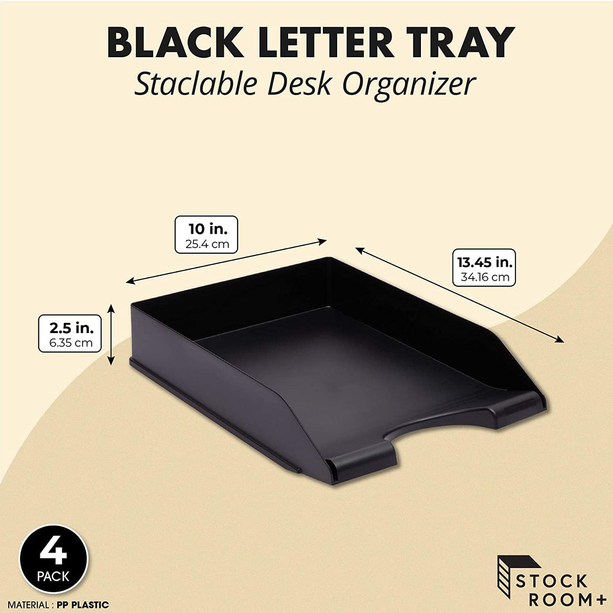 Stockroom Plus Letter Tray - Stackable Desk Organizer Trays - Desktop File Organizer - Mail &