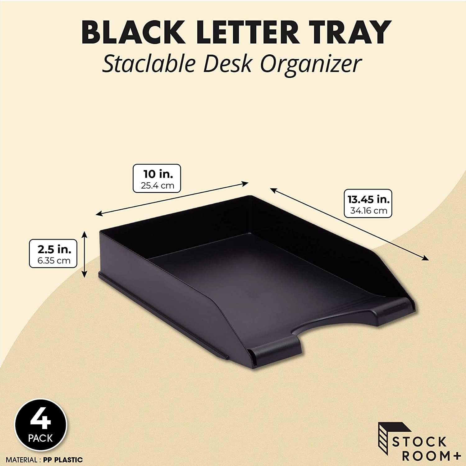 Stockroom Plus Letter Tray - Stackable Desk Organizer Trays - Desktop File Organizer - Mail &