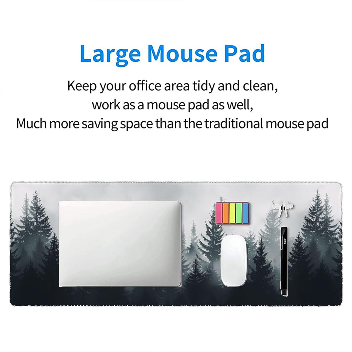 Misty Forest Gaming Mouse Pad Forest Tree XL Mouse Pad Large Mousepad Extended Laptop Keyboard Mat
