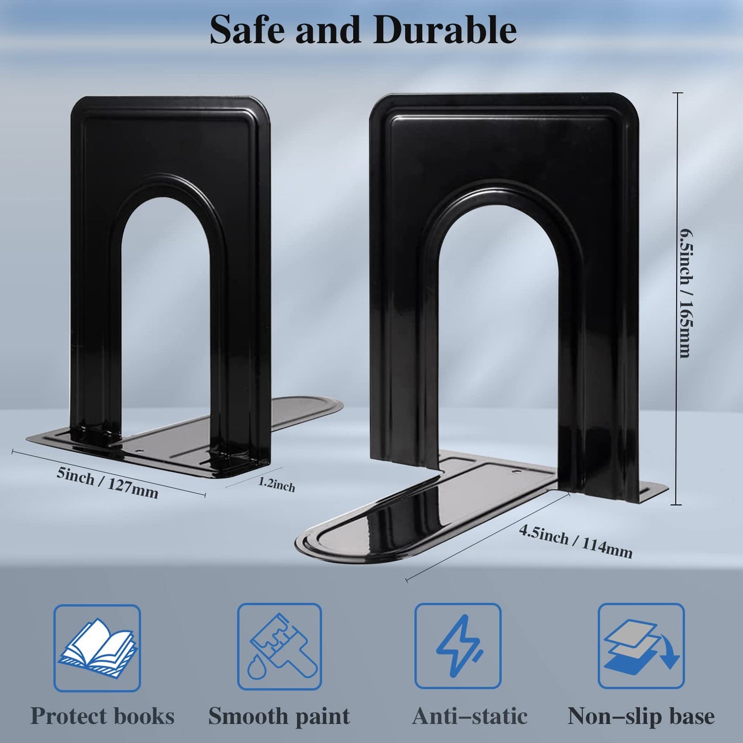 30 Pcs Metal Book Ends for Shelves, Heavy Duty Bookends for Office Home Kitchen Decorative, Nonskid