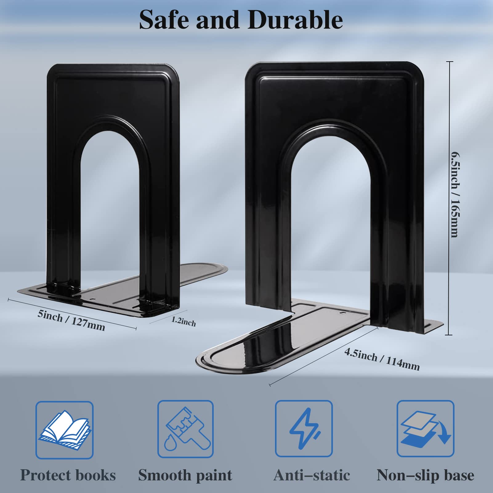 30 Pcs Metal Book Ends for Shelves, Heavy Duty Bookends for Office Home Kitchen Decorative, Nonskid