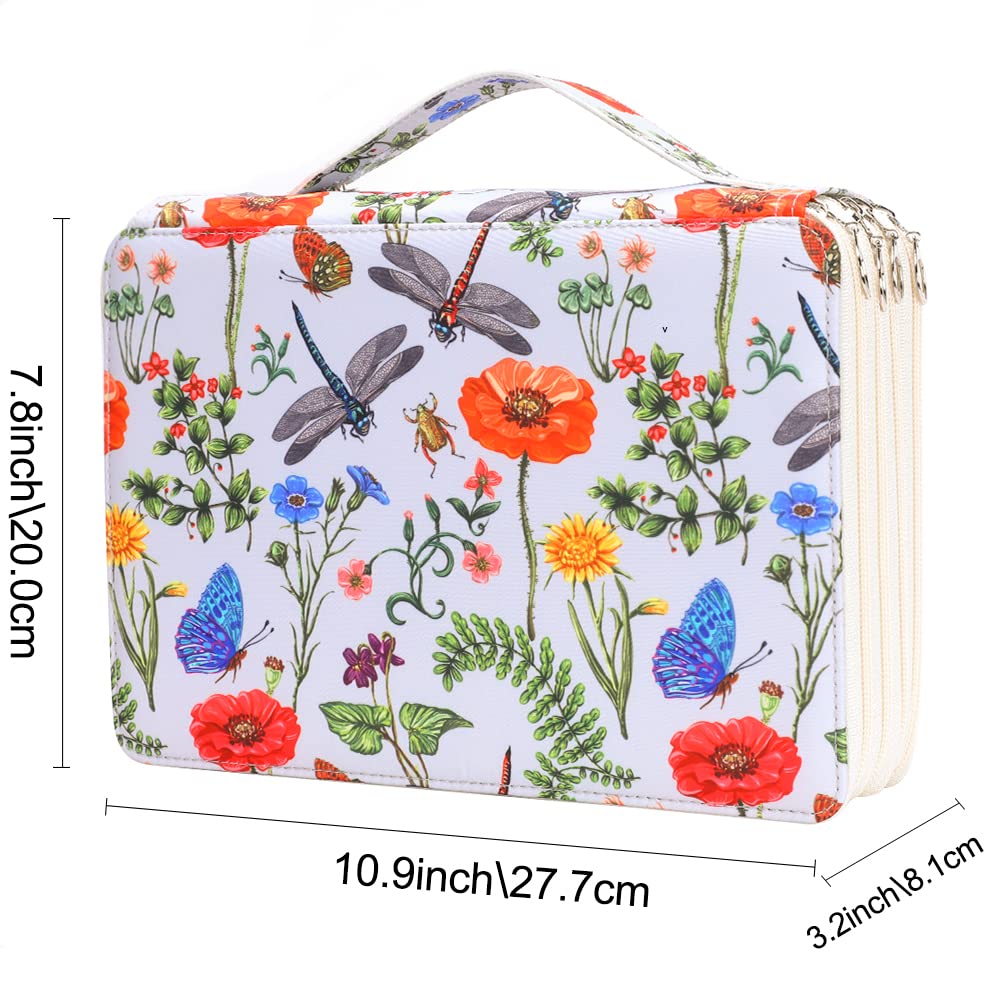 Vomgomfom 200 Slots Pencil Case 4-Layer PU Leather, Handle, White