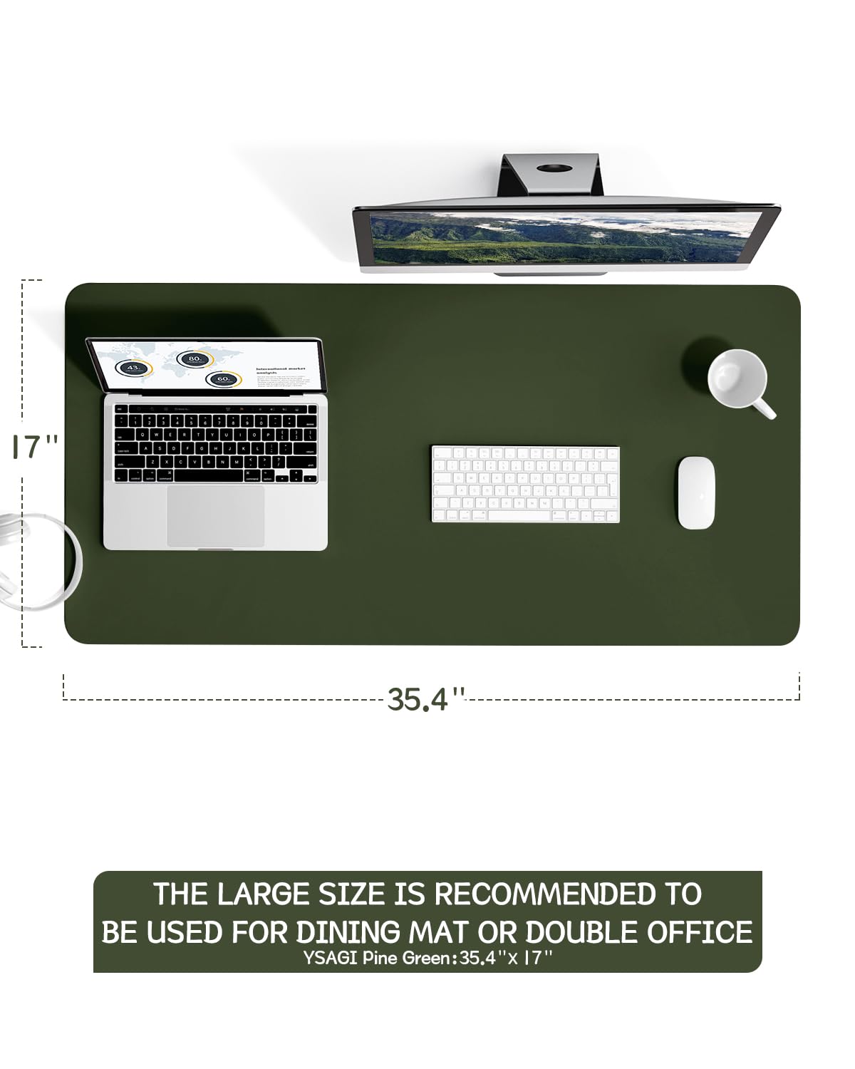 YSAGi Non-Slip Leather Desk Pad L Size, Waterproof Laptop Computer Desk Keyboard Mat, Table