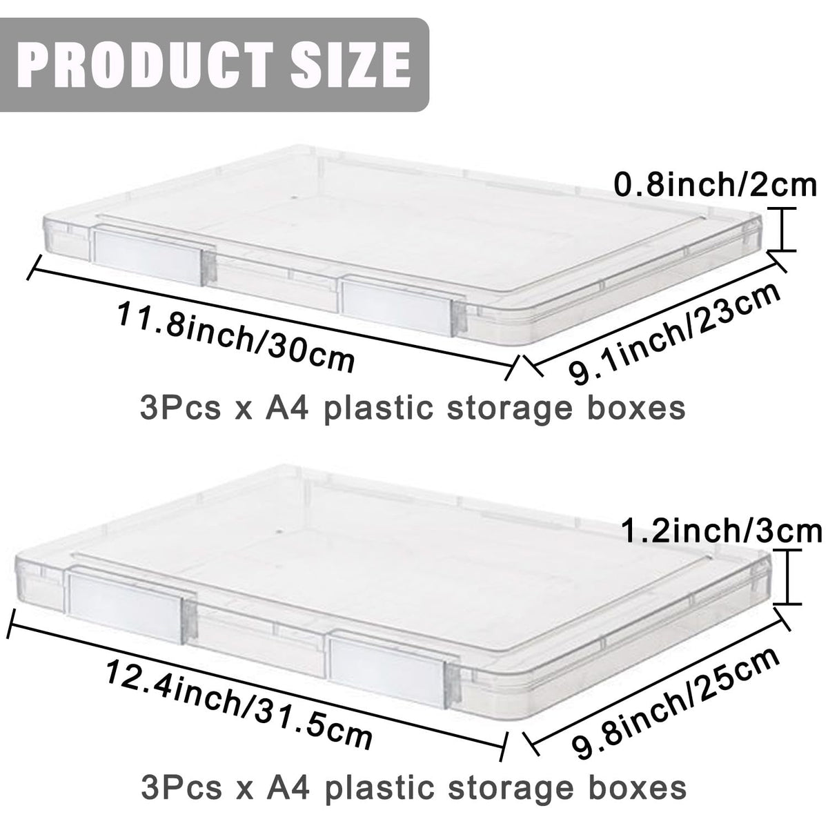 LonlyEagle 6 Pcs Clear A4 File Portable Project Case, Plastic Storage Box for 8.5" x 11" Letter