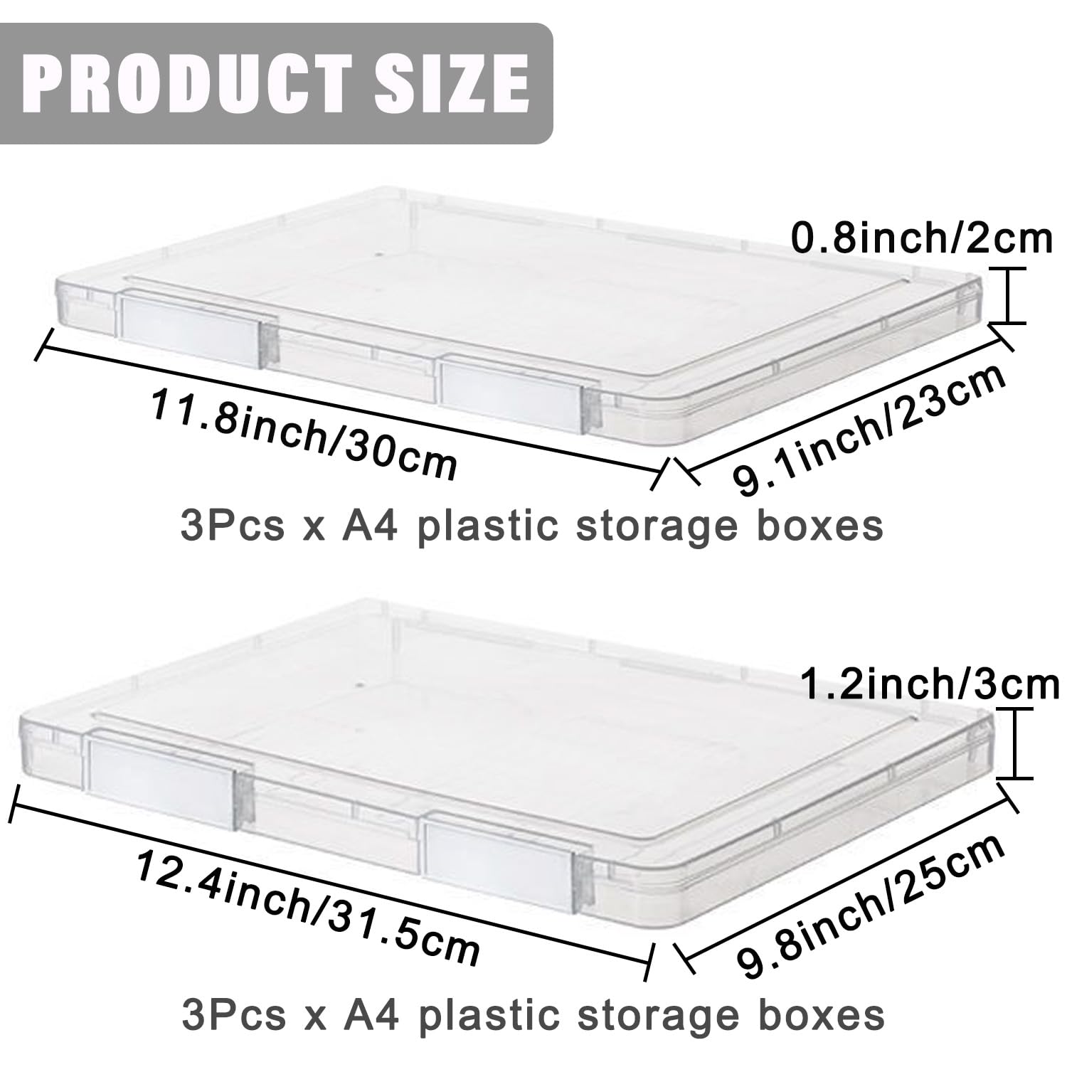 LonlyEagle 6 Pcs Clear A4 File Portable Project Case, Plastic Storage Box for 8.5" x 11" Letter